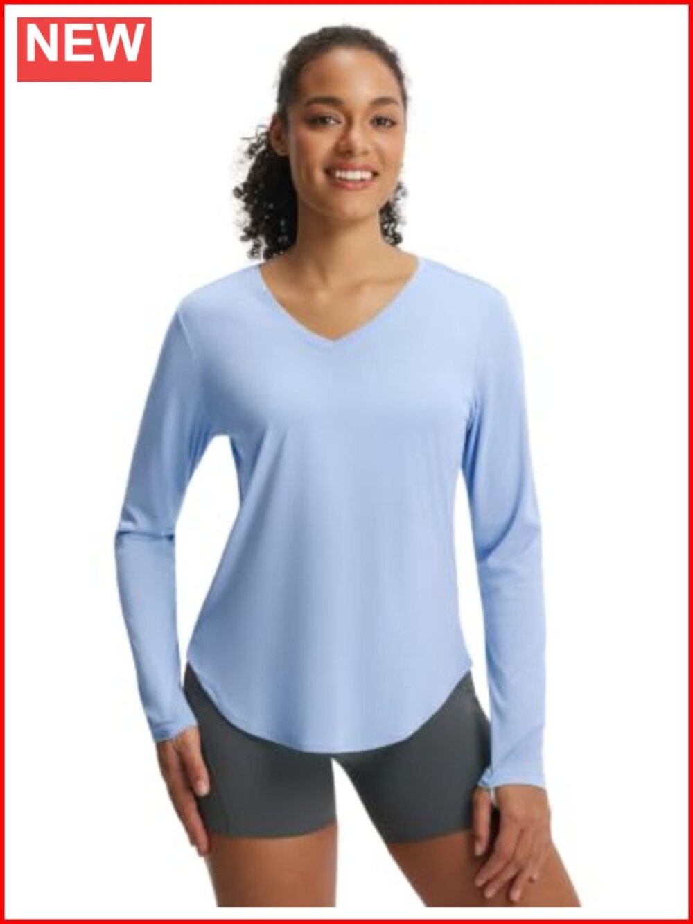 Women's UPF 50+ Long Sleeve Sun Shirt V Neck Thumbholes Outdoor